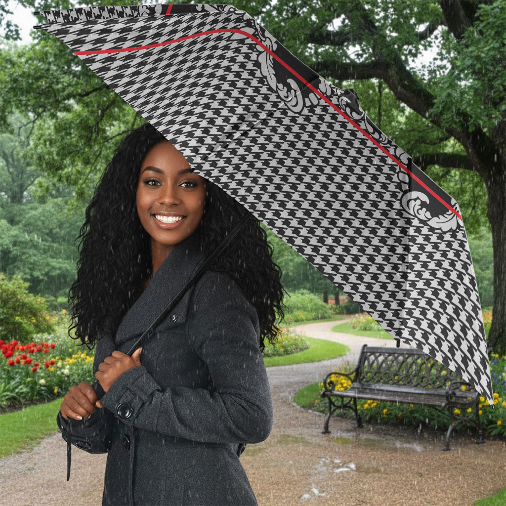 Charcoal Black Hearts Crown Traditional Geometry Umbrella Seanamarena Basotho Blanket Inspired