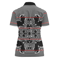 Charcoal Black Hearts Crown Traditional Geometry Women Polo Shirt Seanamarena Basotho Blanket Inspired