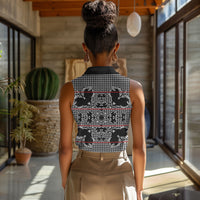 Charcoal Black Hearts Crown Traditional Geometry Women Sleeveless Polo Shirt Seanamarena Basotho Blanket Inspired