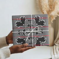 Charcoal Black Hearts Crown Traditional Geometry Wrapping Paper Seanamarena Basotho Blanket Inspired