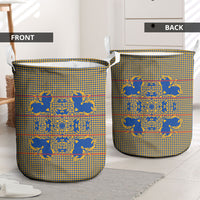 Cobalt Blue Hearts Crown Traditional Geometry Laundry Basket Seanamarena Basotho Blanket Inspired