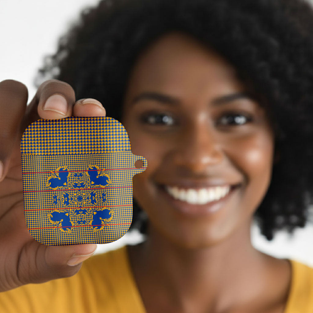 Cobalt Blue Hearts Crown Traditional Geometry AirPods Case Seanamarena Basotho Blanket Inspired