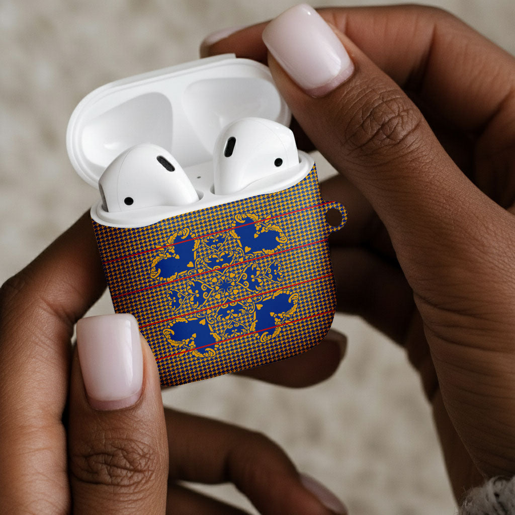 Cobalt Blue Hearts Crown Traditional Geometry AirPods Case Seanamarena Basotho Blanket Inspired