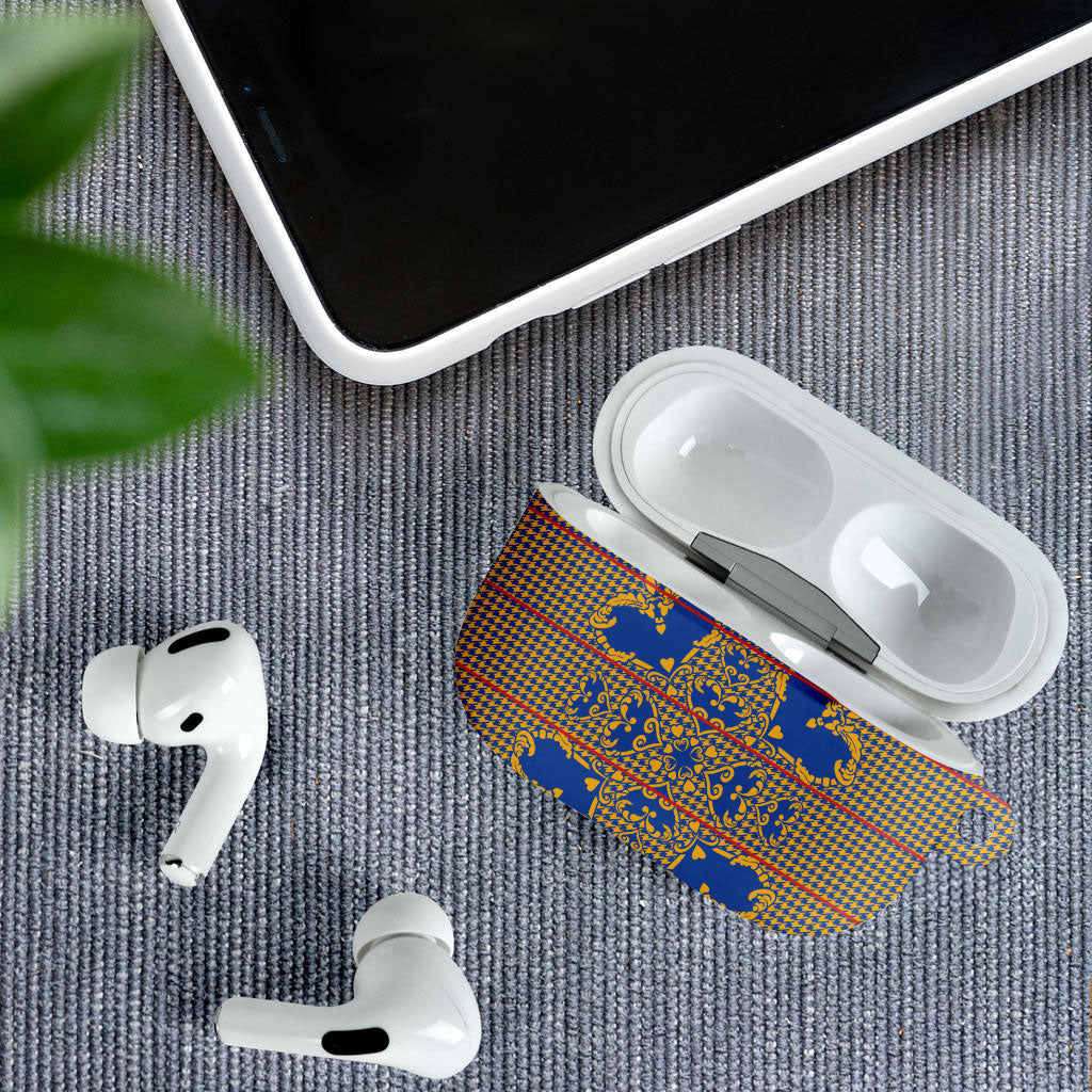 Cobalt Blue Hearts Crown Traditional Geometry AirPods Case Seanamarena Basotho Blanket Inspired