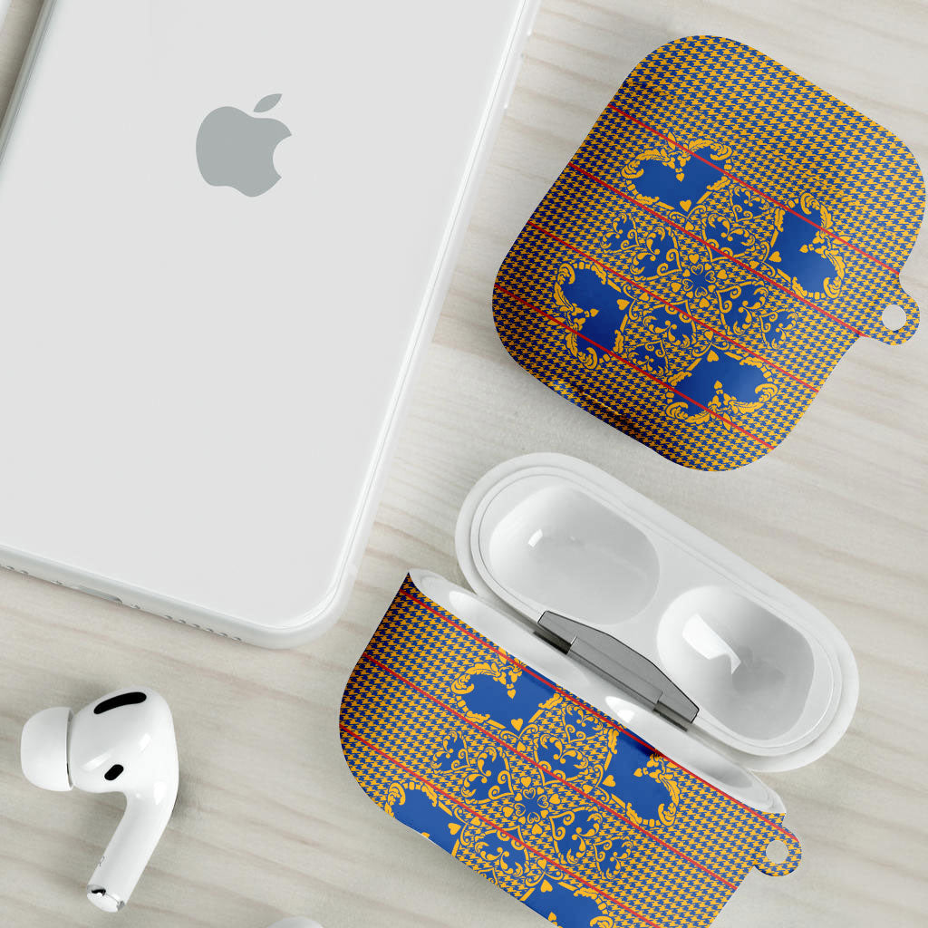Cobalt Blue Hearts Crown Traditional Geometry AirPods Case Seanamarena Basotho Blanket Inspired