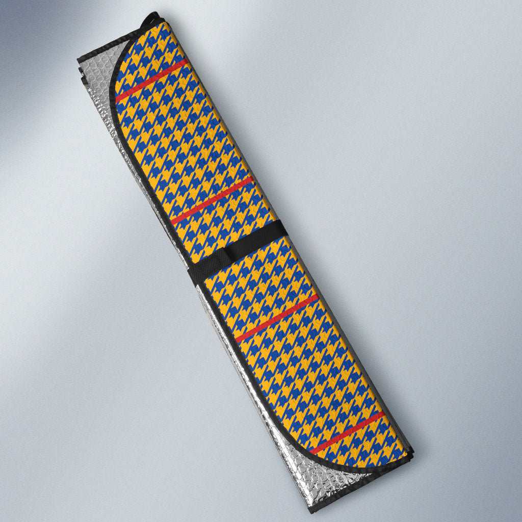 Cobalt Blue Hearts Crown Traditional Geometry Auto Sun Shade Seanamarena Basotho Blanket Inspired