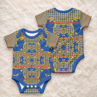 Cobalt Blue Hearts Crown Traditional Geometry Baby Onesie Seanamarena Basotho Blanket Inspired