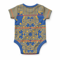 Cobalt Blue Hearts Crown Traditional Geometry Baby Onesie Seanamarena Basotho Blanket Inspired