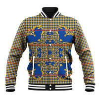 Cobalt Blue Hearts Crown Traditional Geometry Baseball Jacket Seanamarena Basotho Blanket Inspired