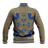Cobalt Blue Hearts Crown Traditional Geometry Baseball Jacket Seanamarena Basotho Blanket Inspired