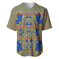 Cobalt Blue Hearts Crown Traditional Geometry Baseball Jersey Seanamarena Basotho Blanket Inspired