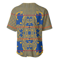 Cobalt Blue Hearts Crown Traditional Geometry Baseball Jersey Seanamarena Basotho Blanket Inspired