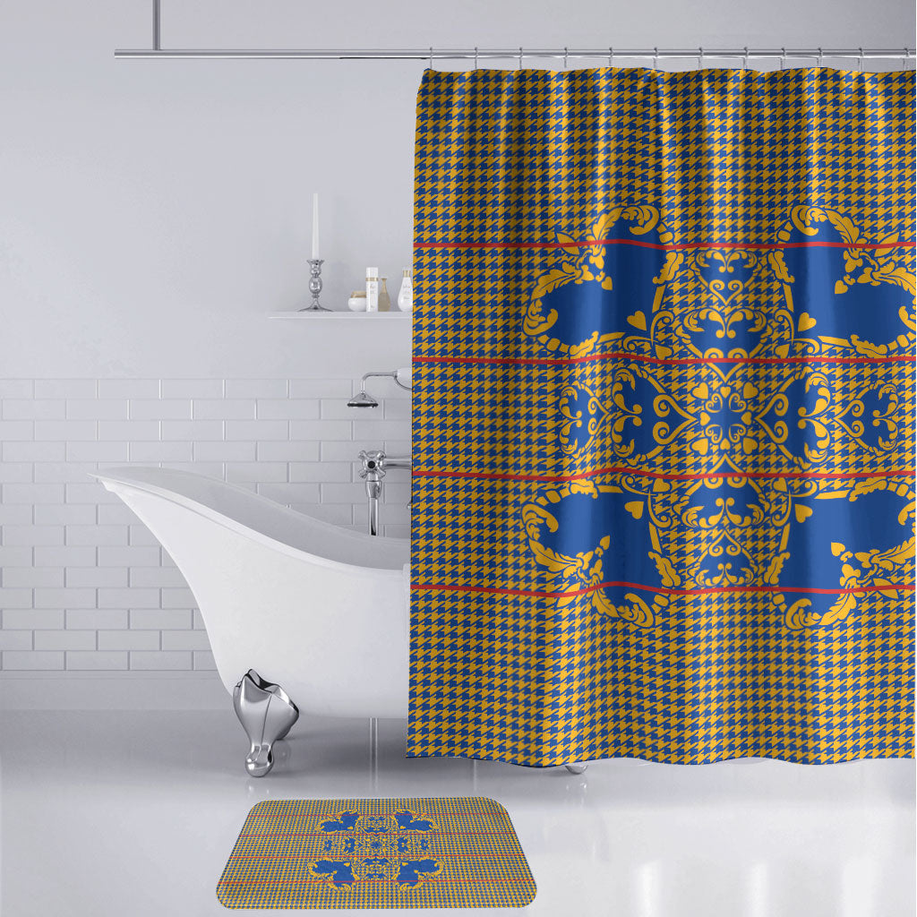 Cobalt Blue Hearts Crown Traditional Geometry Bathroom Set Seanamarena Basotho Blanket Inspired