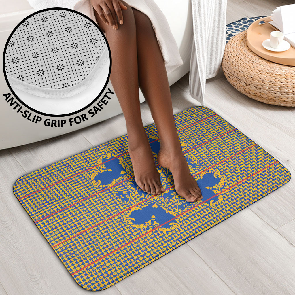 Cobalt Blue Hearts Crown Traditional Geometry Bathroom Set Seanamarena Basotho Blanket Inspired