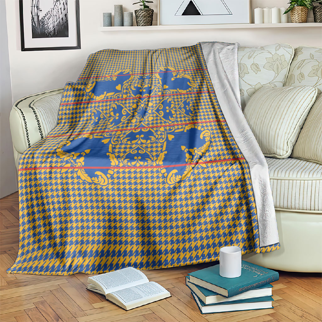 Cobalt Blue Hearts Crown Traditional Geometry Blanket Seanamarena Basotho Blanket Inspired