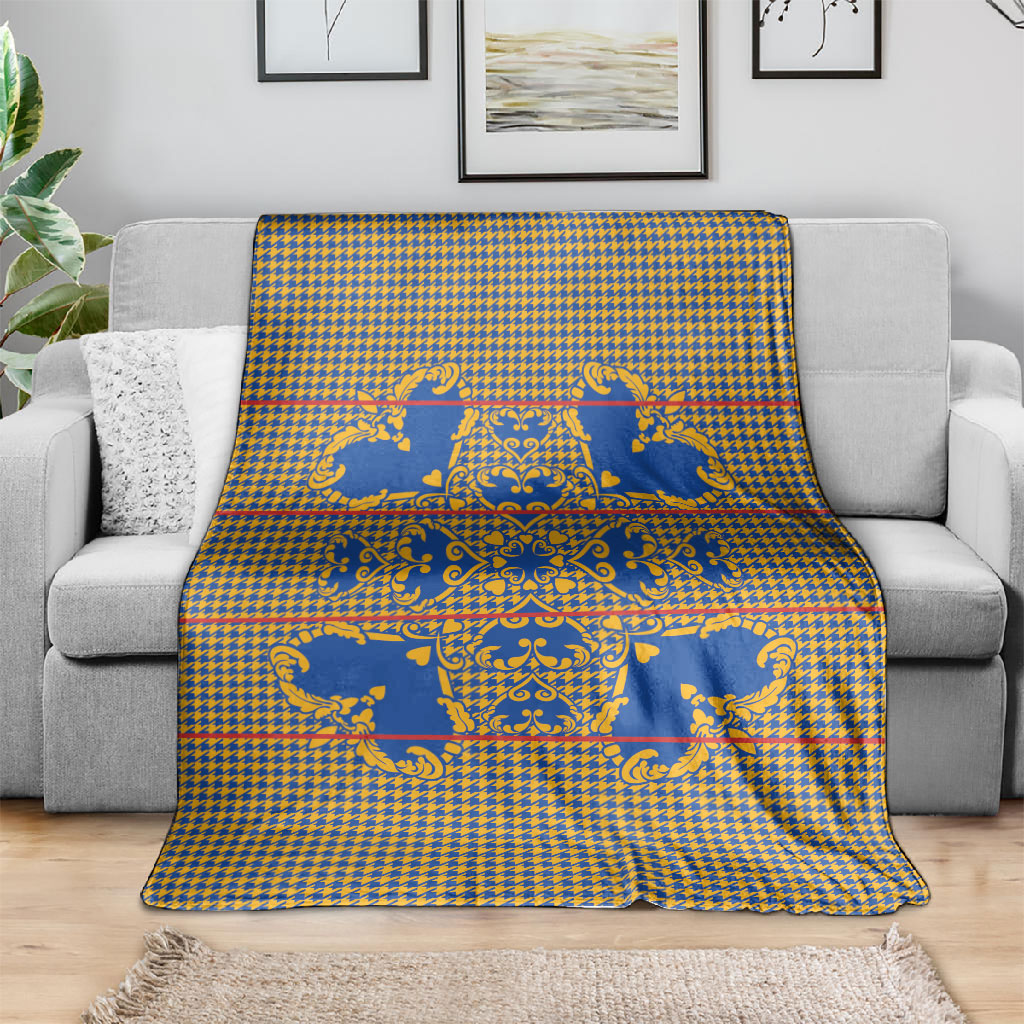 Cobalt Blue Hearts Crown Traditional Geometry Blanket Seanamarena Basotho Blanket Inspired