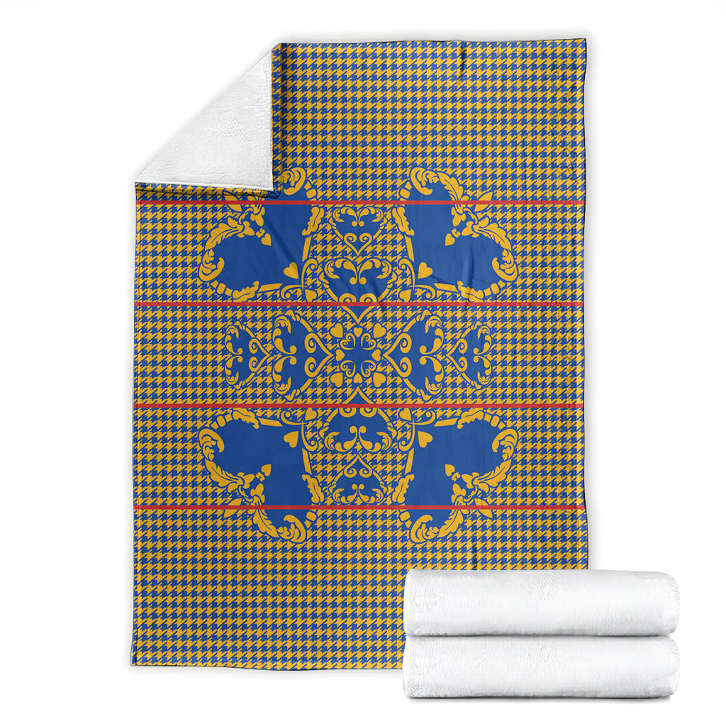 Cobalt Blue Hearts Crown Traditional Geometry Blanket Seanamarena Basotho Blanket Inspired