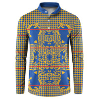 Cobalt Blue Hearts Crown Traditional Geometry Button Sweatshirt Seanamarena Basotho Blanket Inspired