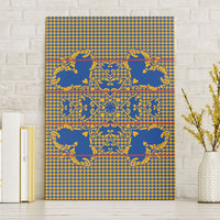 Cobalt Blue Hearts Crown Traditional Geometry Canvas Wall Art Seanamarena Basotho Blanket Inspired