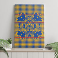 Cobalt Blue Hearts Crown Traditional Geometry Canvas Wall Art Seanamarena Basotho Blanket Inspired