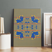 Cobalt Blue Hearts Crown Traditional Geometry Canvas Wall Art Seanamarena Basotho Blanket Inspired