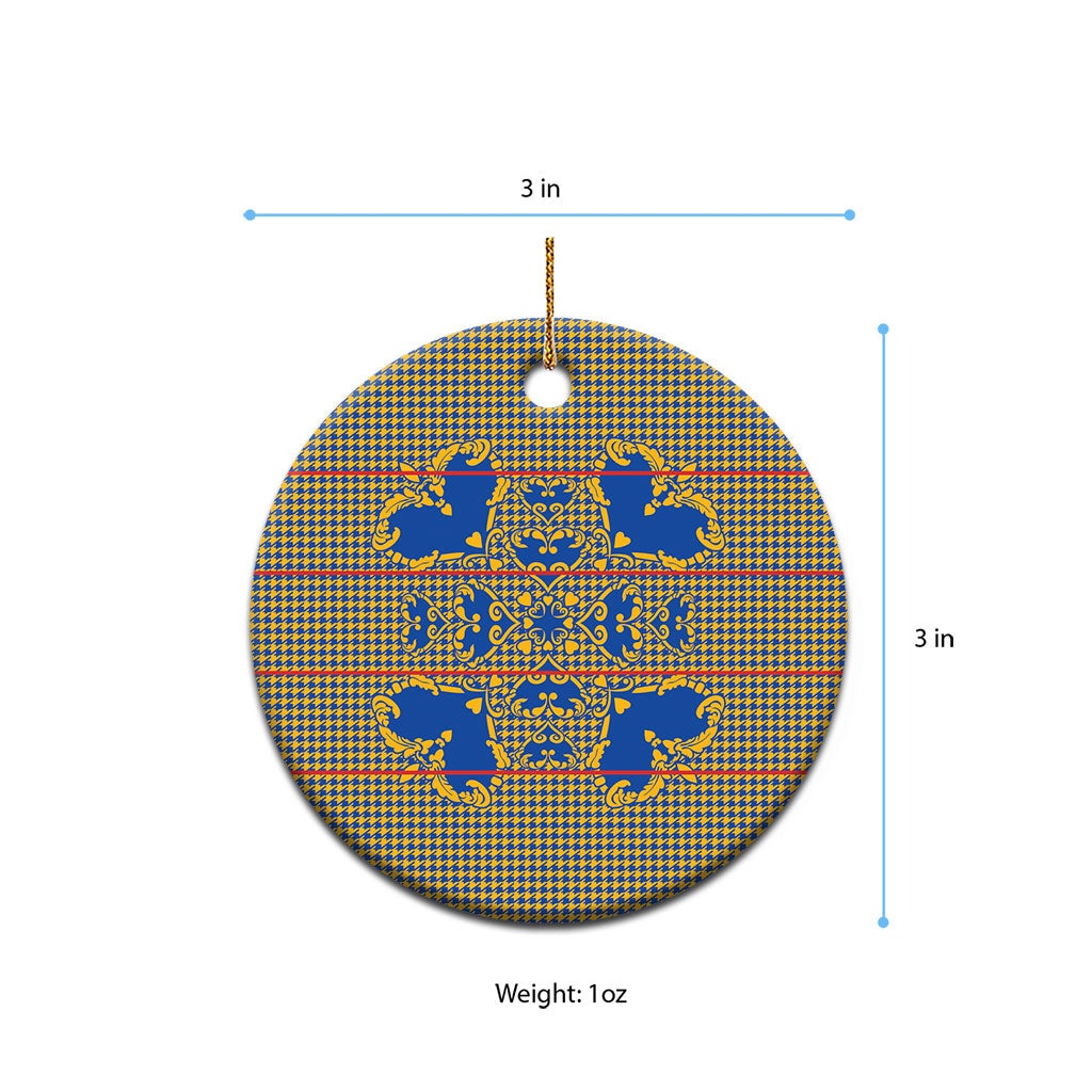 Cobalt Blue Hearts Crown Traditional Geometry Ceramic Ornament Seanamarena Basotho Blanket Inspired