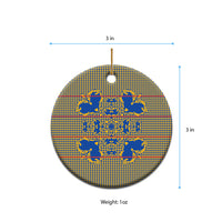 Cobalt Blue Hearts Crown Traditional Geometry Ceramic Ornament Seanamarena Basotho Blanket Inspired