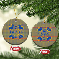 Cobalt Blue Hearts Crown Traditional Geometry Ceramic Ornament Seanamarena Basotho Blanket Inspired