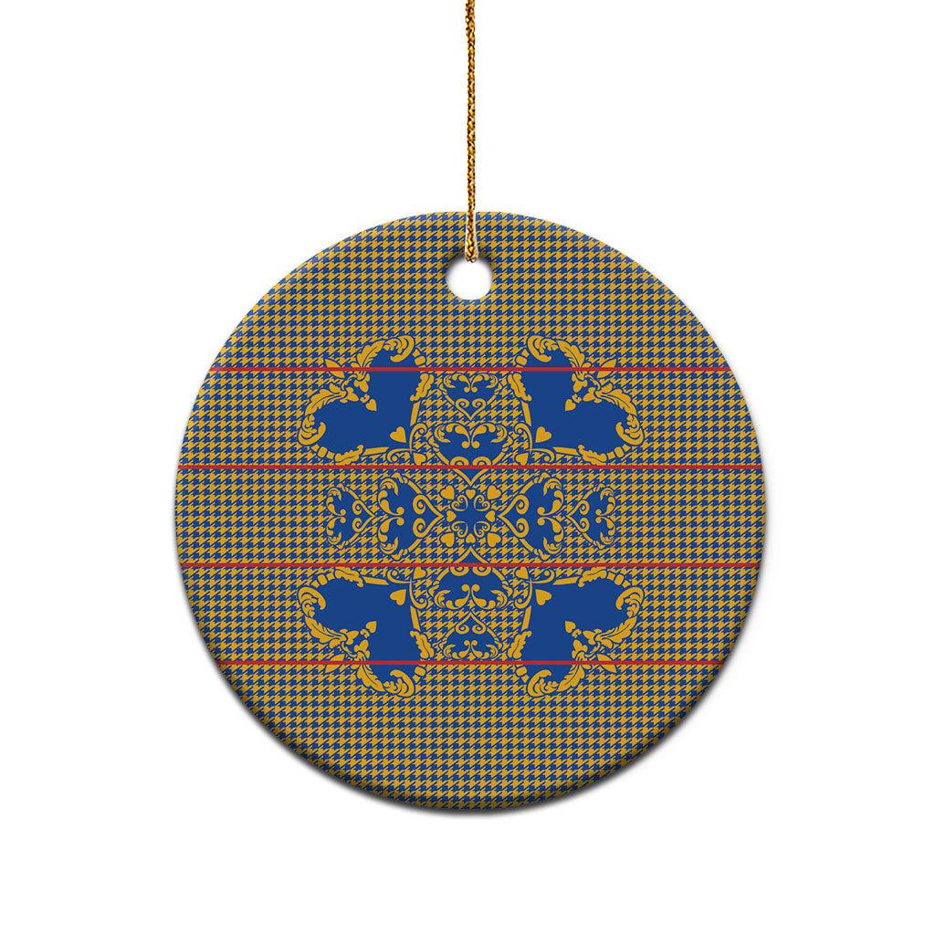 Cobalt Blue Hearts Crown Traditional Geometry Ceramic Ornament Seanamarena Basotho Blanket Inspired