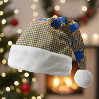 Cobalt Blue Hearts Crown Traditional Geometry Christmas Santa Hat Seanamarena Basotho Blanket Inspired