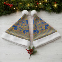 Cobalt Blue Hearts Crown Traditional Geometry Christmas Santa Hat Seanamarena Basotho Blanket Inspired