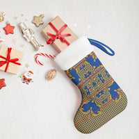 Cobalt Blue Hearts Crown Traditional Geometry Christmas Stocking Seanamarena Basotho Blanket Inspired