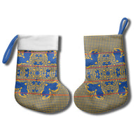 Cobalt Blue Hearts Crown Traditional Geometry Christmas Stocking Seanamarena Basotho Blanket Inspired