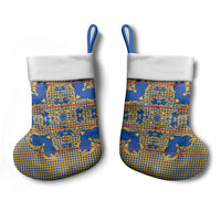 Cobalt Blue Hearts Crown Traditional Geometry Christmas Stocking Seanamarena Basotho Blanket Inspired