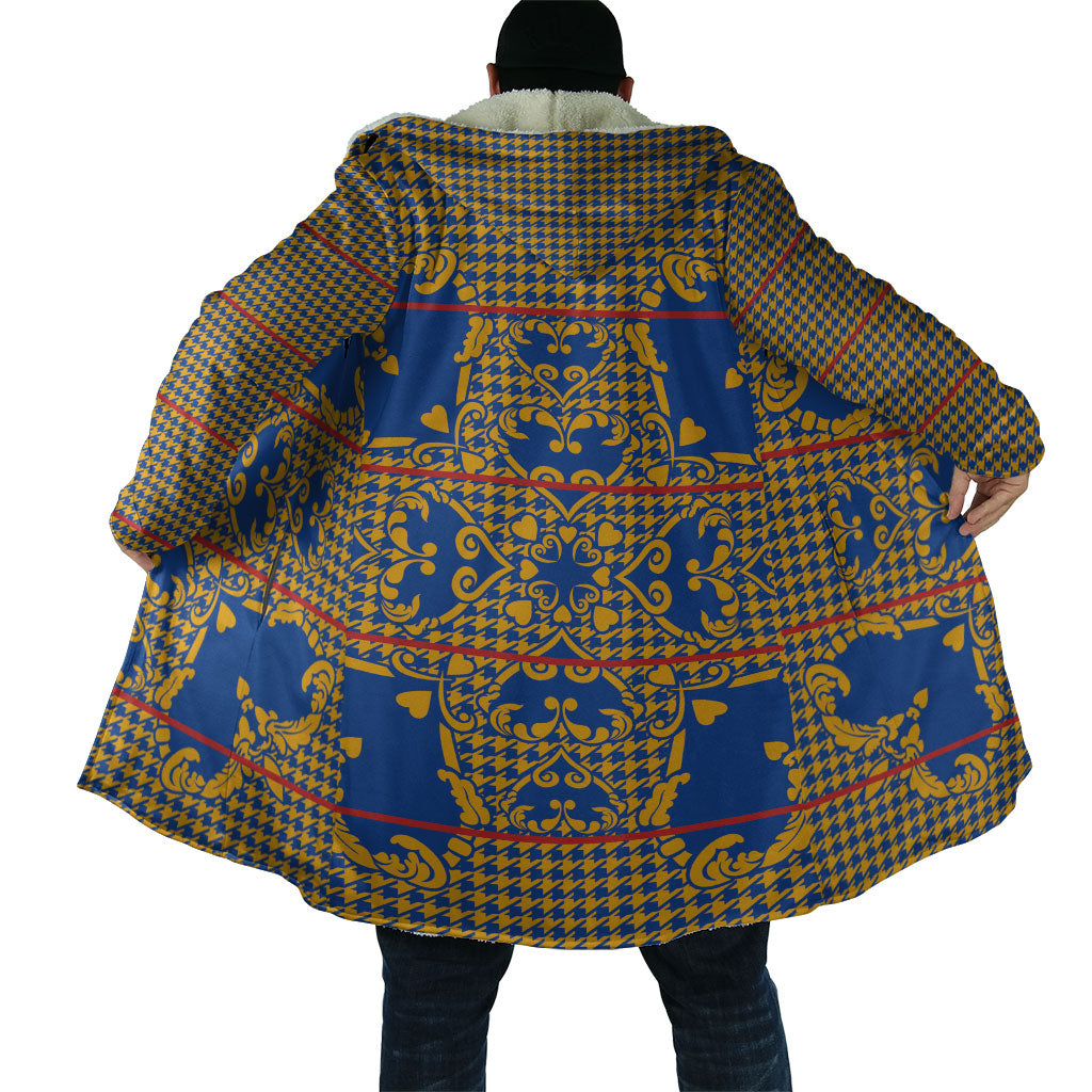 Cobalt Blue Hearts Crown Traditional Geometry Cloak Seanamarena Basotho Blanket Inspired