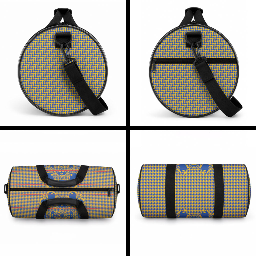 Cobalt Blue Hearts Crown Traditional Geometry Duffle Bag Seanamarena Basotho Blanket Inspired