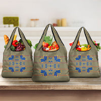 Cobalt Blue Hearts Crown Traditional Geometry Grocery Bag Seanamarena Basotho Blanket Inspired