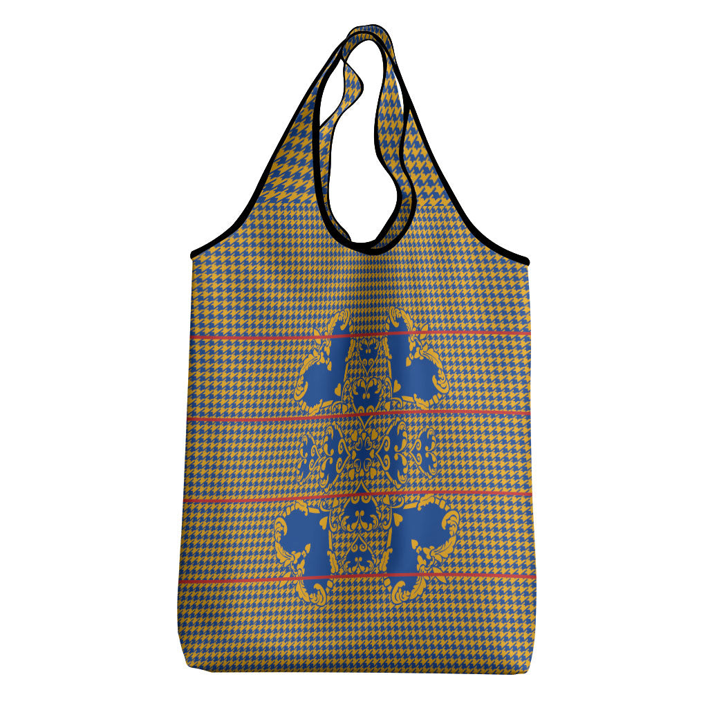 Cobalt Blue Hearts Crown Traditional Geometry Grocery Bag Seanamarena Basotho Blanket Inspired