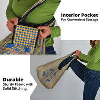 Cobalt Blue Hearts Crown Traditional Geometry Grocery Bag Seanamarena Basotho Blanket Inspired
