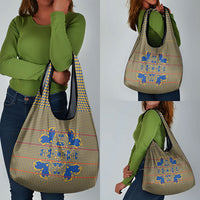 Cobalt Blue Hearts Crown Traditional Geometry Grocery Bag Seanamarena Basotho Blanket Inspired