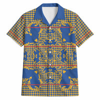 Cobalt Blue Hearts Crown Traditional Geometry Hawaiian Shirt Seanamarena Basotho Blanket Inspired