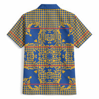 Cobalt Blue Hearts Crown Traditional Geometry Hawaiian Shirt Seanamarena Basotho Blanket Inspired
