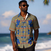 Cobalt Blue Hearts Crown Traditional Geometry Hawaiian Shirt Seanamarena Basotho Blanket Inspired