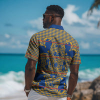 Cobalt Blue Hearts Crown Traditional Geometry Hawaiian Shirt Seanamarena Basotho Blanket Inspired