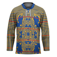Cobalt Blue Hearts Crown Traditional Geometry Hockey Jersey Seanamarena Basotho Blanket Inspired