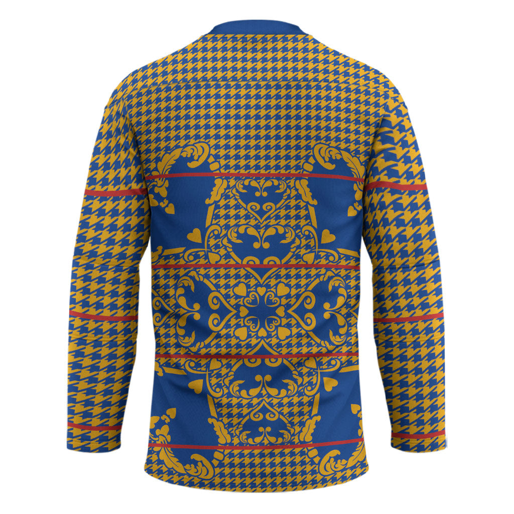 Cobalt Blue Hearts Crown Traditional Geometry Hockey Jersey Seanamarena Basotho Blanket Inspired