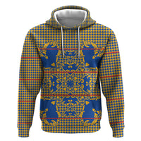 Cobalt Blue Hearts Crown Traditional Geometry Hoodie Seanamarena Basotho Blanket Inspired