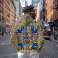 Cobalt Blue Hearts Crown Traditional Geometry Hoodie Seanamarena Basotho Blanket Inspired