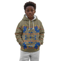 Cobalt Blue Hearts Crown Traditional Geometry Kid Hoodie Seanamarena Basotho Blanket Inspired