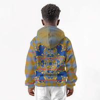 Cobalt Blue Hearts Crown Traditional Geometry Kid Hoodie Seanamarena Basotho Blanket Inspired